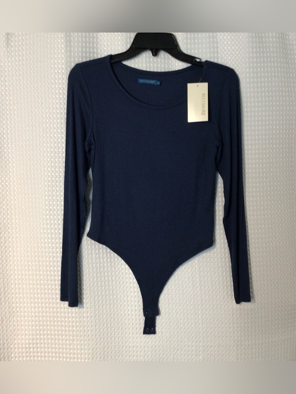 Biltmore Navy Ribbed Long Sleeve Bodysuit Women’s M NWT Snap Closure Top